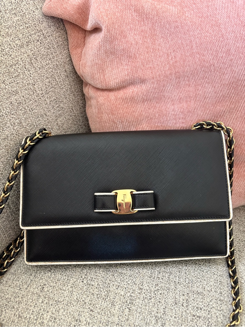 Ferragamo Black Ginny Chain Crossbody